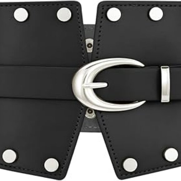 Women\'s Wide Belt Classic Black Luxury w Rivets Cinch for Dresses fits 31\